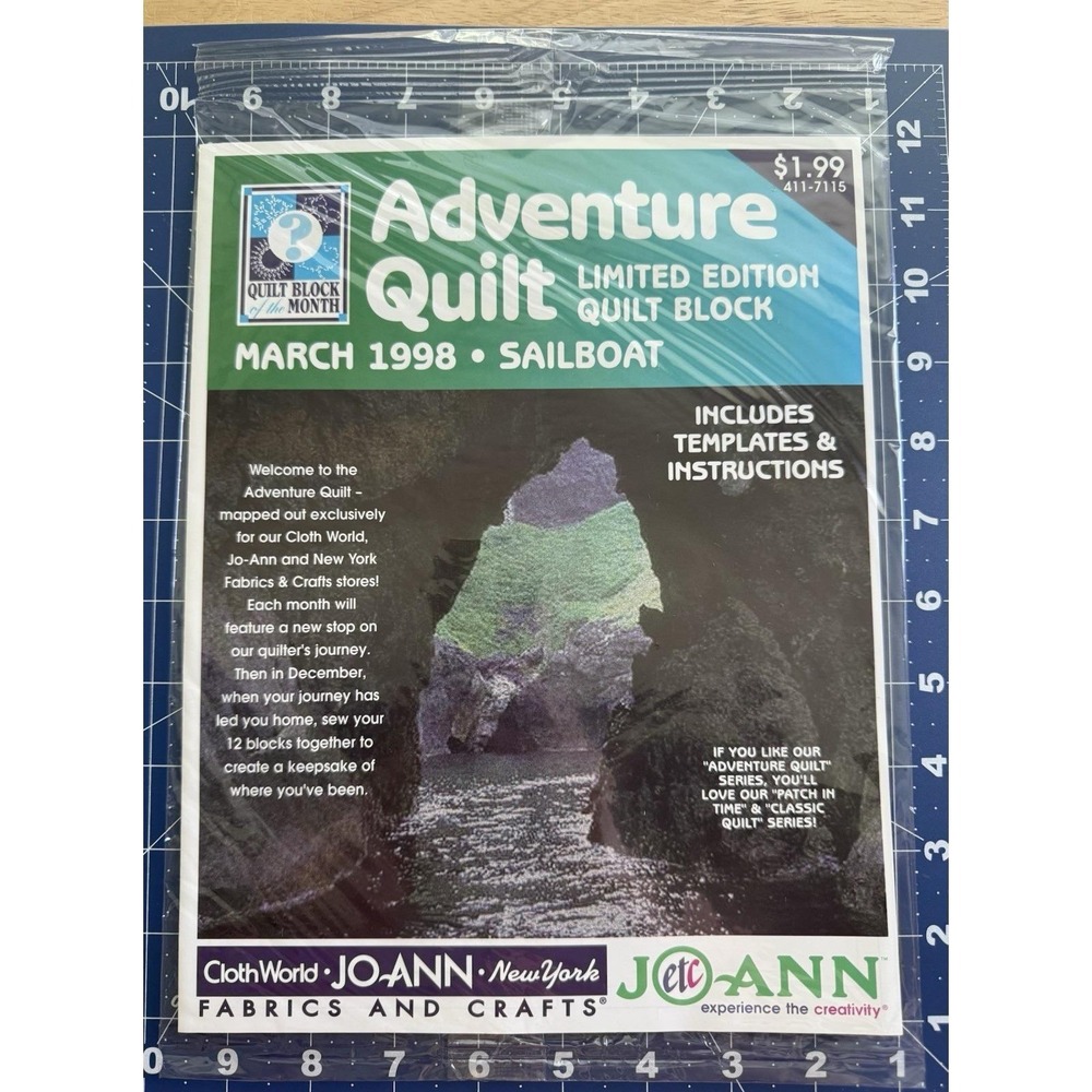 Joann March 1998 Limited Ed. Adventure Quilt BOM Instructions Sailboat NO FABRIC